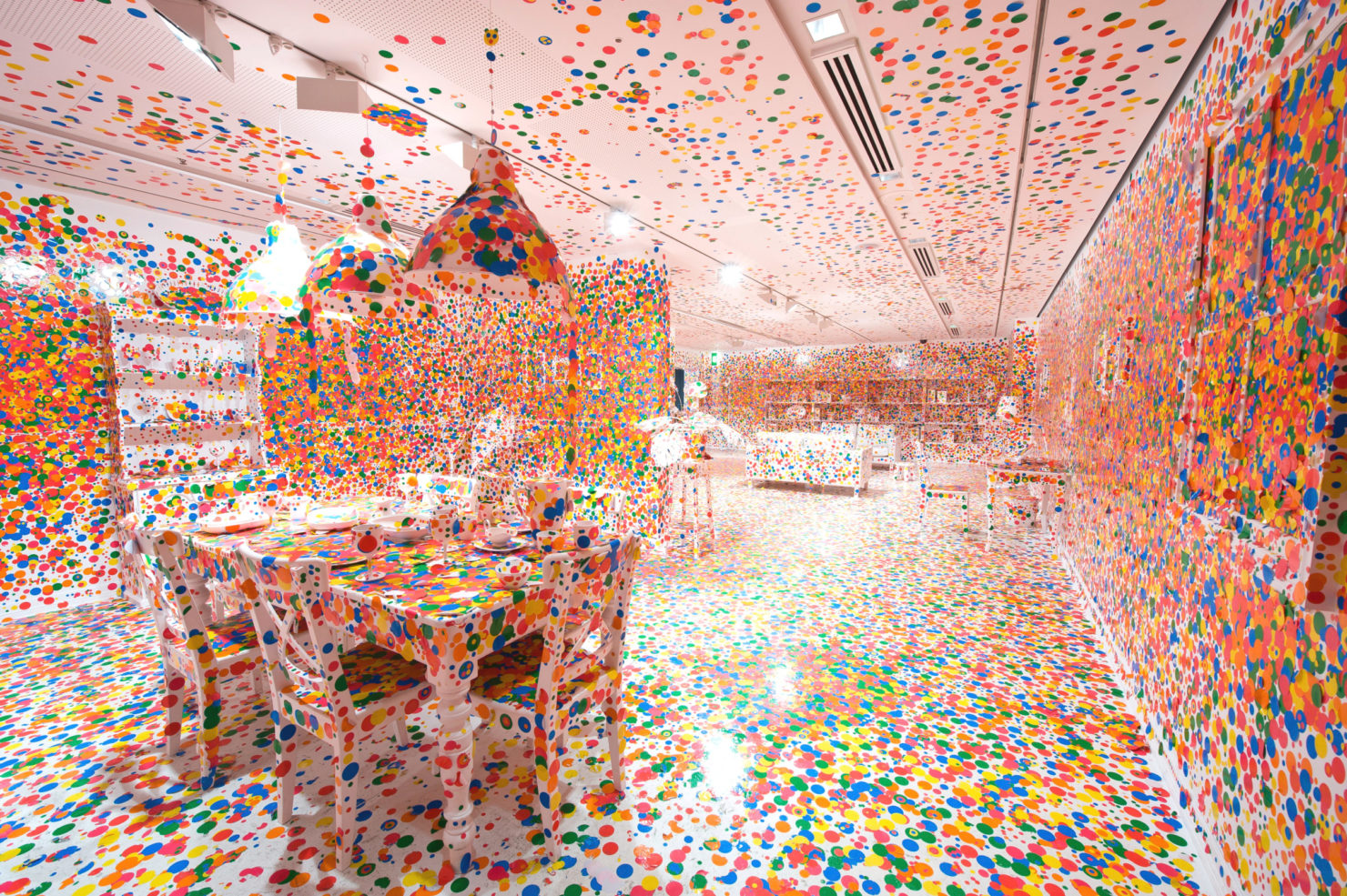Yayoi Kusama The Obliteration Room filled with colorful polka dots