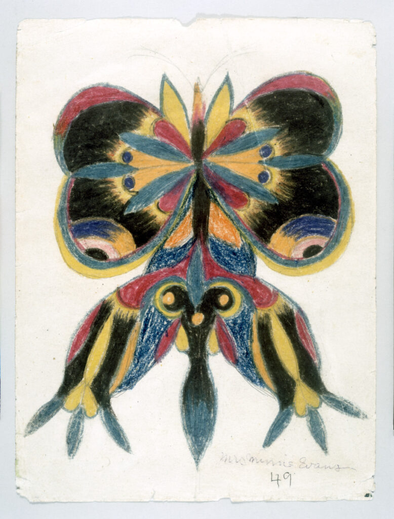 Minnie Evans, Untitled (Butterfly Form), 1949