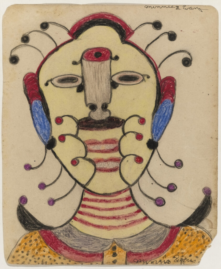 Minnie Evans, Untitled (Face with Tendrils), ca. 1944